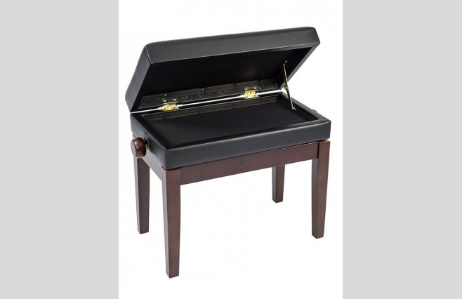 Kinsman KPB10BRN Satin Rosewood Deluxe Adjustable Height Piano Stool with Storage - Image 2